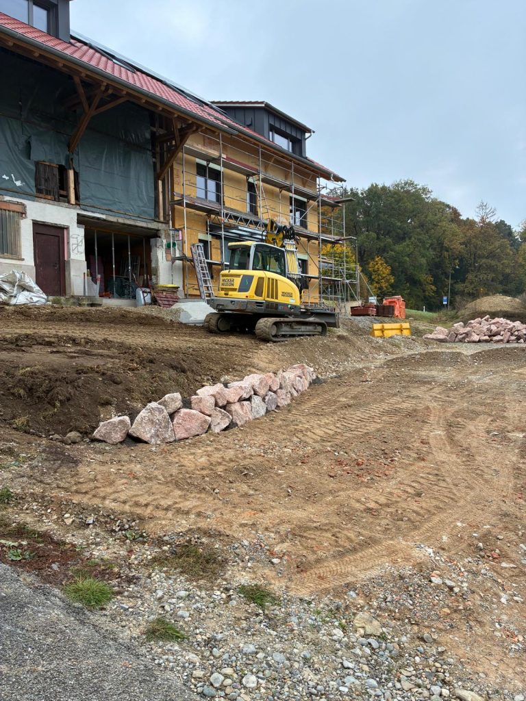 Hofzufahrt mit Stuetzmauer